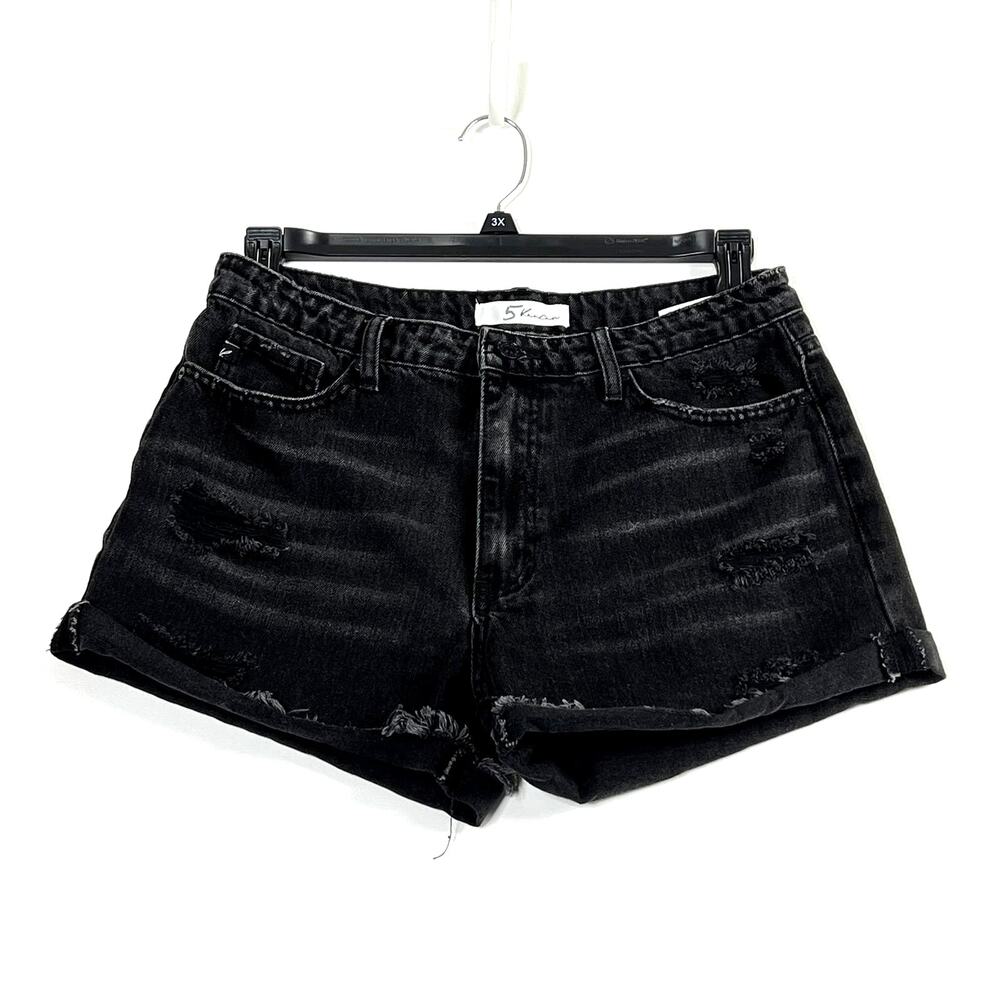 Black Distressed Denim Women's Shorts